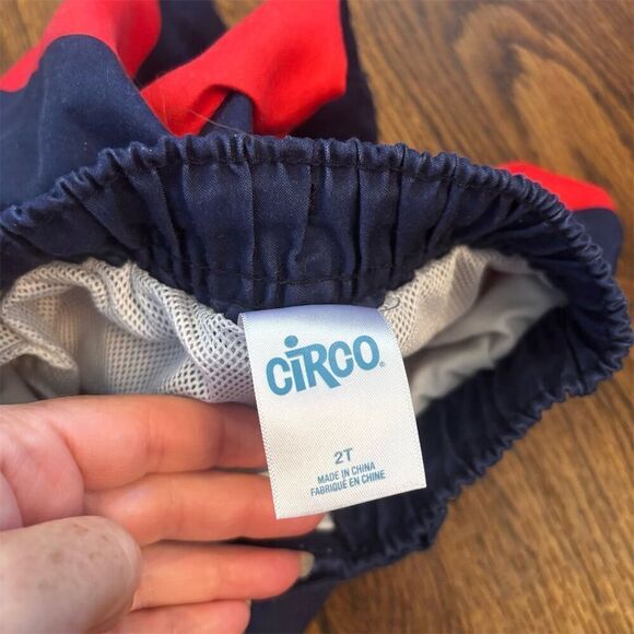 Circo Boys Swim Trunks 2T Red Navy Striped Elastic Waistband - Picture 3 of 4